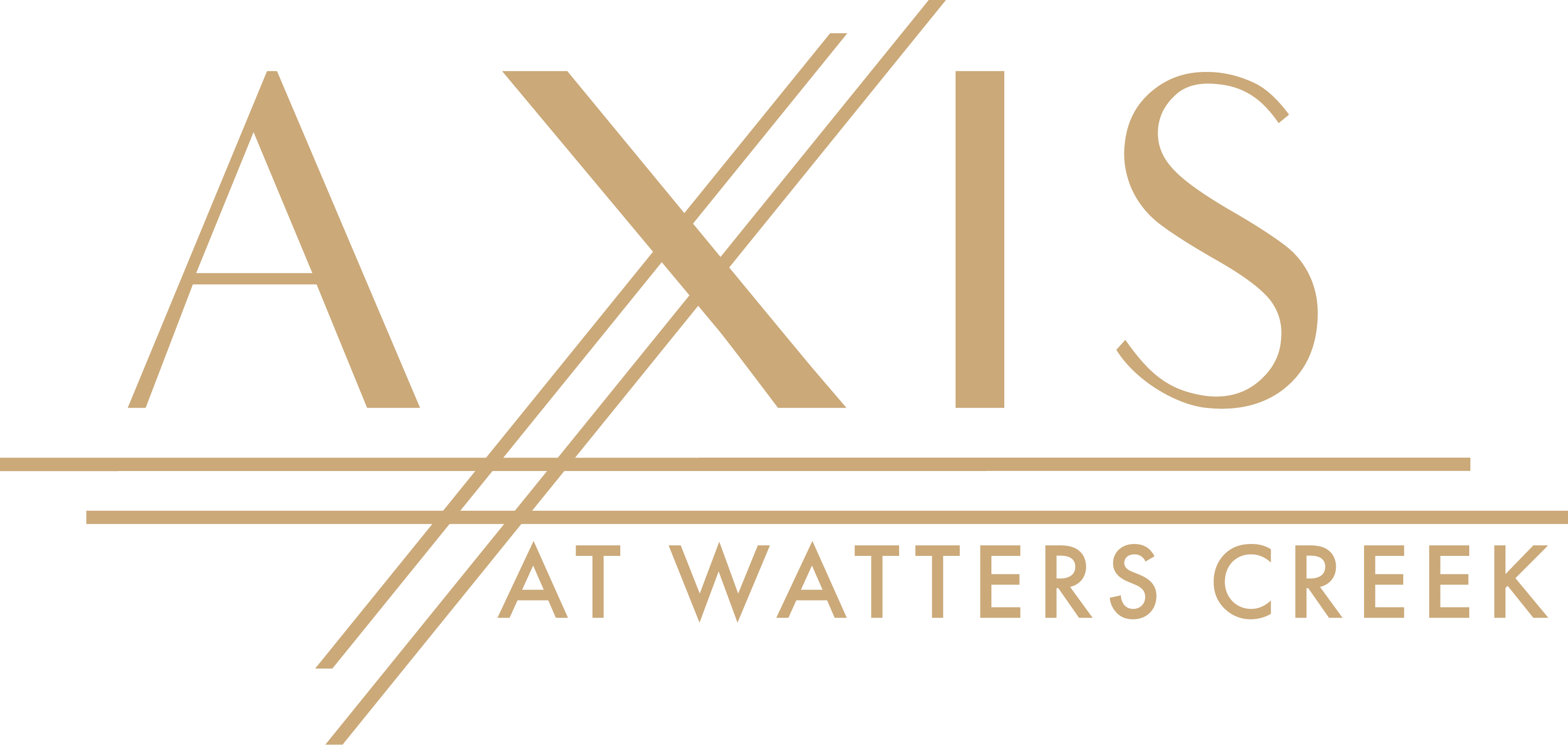 A black and gold logo for Axis at Watters Creek.